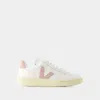 Veja Woman's V12 White And Beige Vegan Leather  Sneakers In White