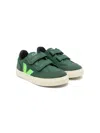 Veja V-12 Faux Leather And Faux Suede Sneakers In Green
