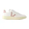 Veja Woman's V12 White And Beige Vegan Leather  Sneakers In White