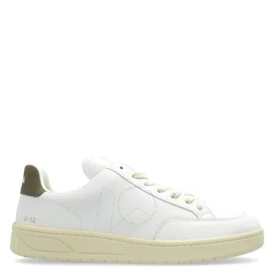 Veja V-12 Stitch Leather Low-top Sneakers In White