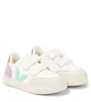 Veja V-12 Suede-trimmed Leather Sneakers In Multicoloured