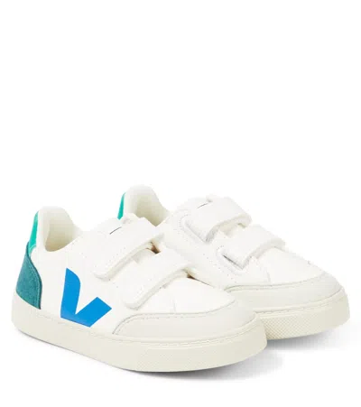 Veja Kids' V-12 Suede-trimmed Leather Sneakers In White