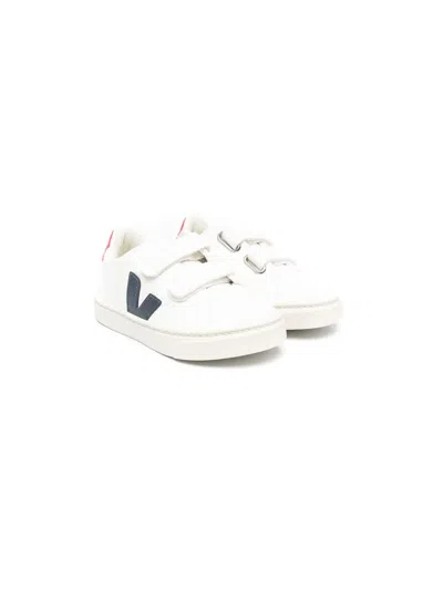 Veja Kids' V-12 Touch-strap Sneakers In White