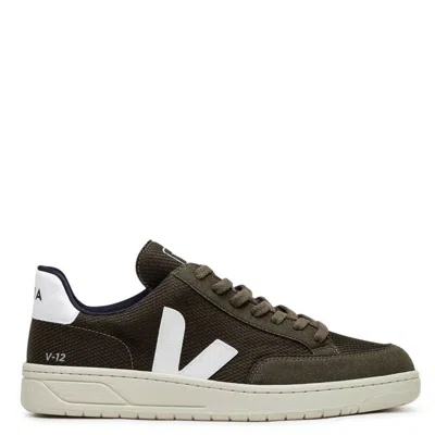VEJA VEJA V-12 VEGAN B-MESH OLIVE WHITE SNEAKERS