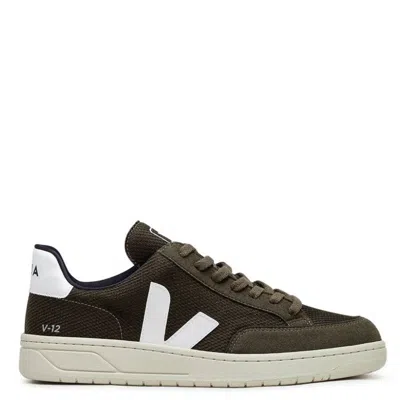 Veja V-12 Vegan B-mesh Olive White Sneakers In Multi