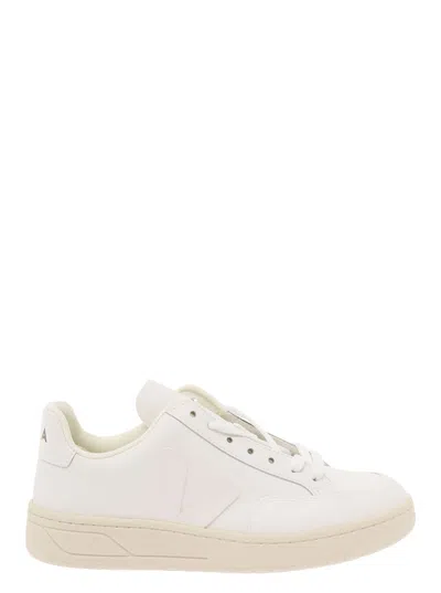 Veja V-12 White Low-top Sneakers With Tonal Side Logo In Leather Woman