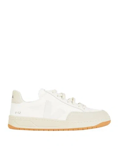 Veja V-12 Woman Sneakers White Size 7 Textile Fibers, Leather