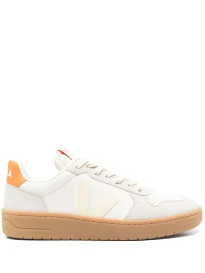 Veja V-82 Grained Leather Pure Sneakers In White