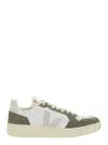 Veja V-82 Green Low Top Sneakers With Logo Patch On Tongue And Side And Logo Lettering On The Heel In Lea In Green