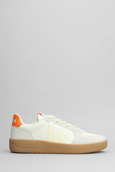 Veja V-82 Suede Panelled Sneakers In Neutral