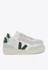 Veja V-90 Mixed Leather Low-top Sneakers In White