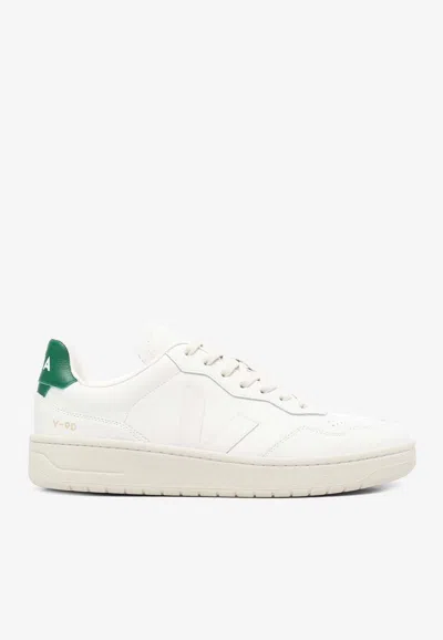 Veja V-90 Leather Low-top Sneakers In White