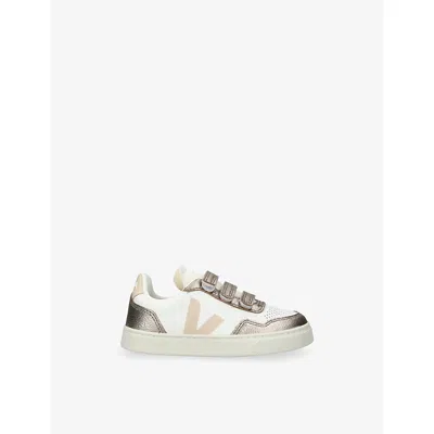 Veja Kids' Bronze Com V-90 Leather Low-top Trainers Eur 26 / 8.5 Uk