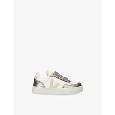 Veja Kids' Bronze Com V-90 Leather Low-top Trainers Eur 31 / 12.5 Uk