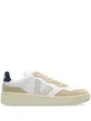 Veja V-90 Leather Low-top Sneakers In Extra-white/pierre/nautico
