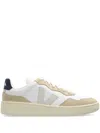 Veja V-90 Leather Low-top Sneakers In Extra-white/pierre/nautico