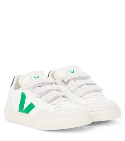 Veja Kids' V-90 Leather Sneakers In White