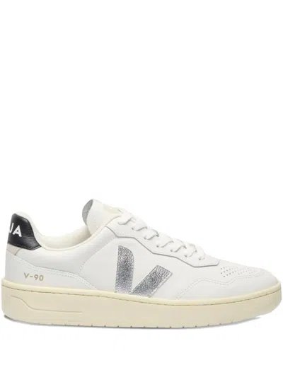Veja V-90 Leather Sneakers In White