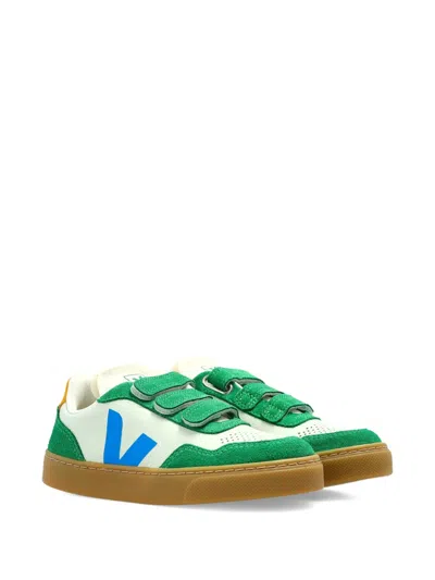 Veja Kids' V-90 Leather Sneakers In Multi
