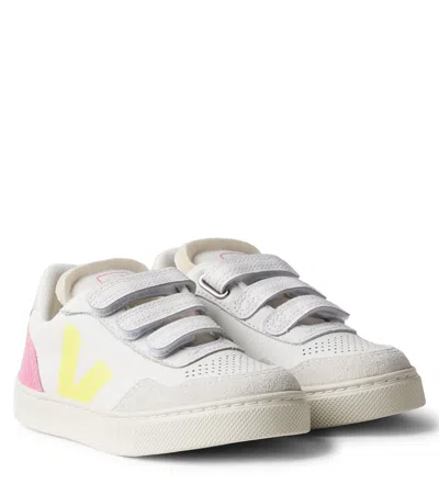 Veja Kids' V-90 Leather Sneakers In White