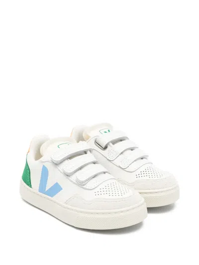 Veja Kids' V-90 Leather Sneakers In White