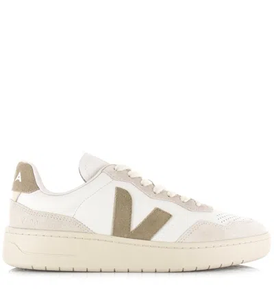 Veja V-90 Leather Sneakers With Suede Inserts In Multi