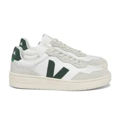 Veja White V-90 Leather Sneakers In White,cyprus