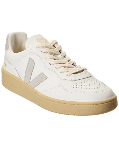 Veja V-90 O.t. Leather Men Sneaker In White Light Grey In Gray
