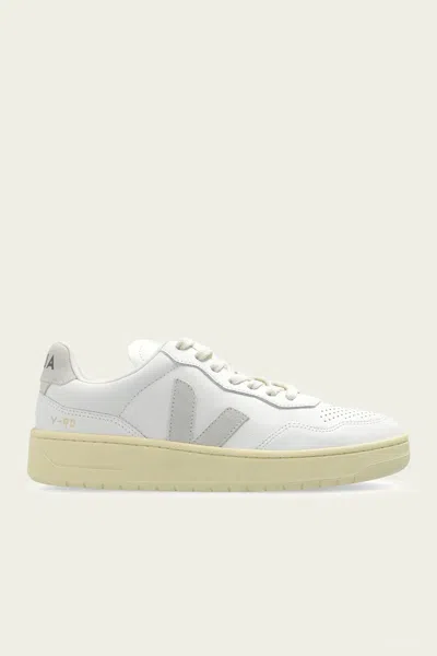 VEJA V-90 O.T. LEATHER SNEAKER IN WHITE NATURAL