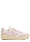 Veja V-90 Panelled Grained Leather Sneakers In Multi