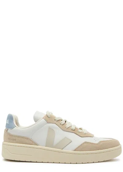 Veja V-90 Panelled Leather Sneakers In White