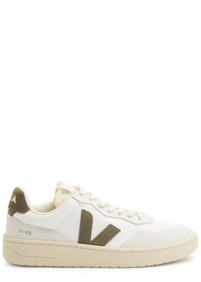 Veja V-90 Panelled Woven Sneakers In White