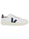 Veja Esplar White Low Top Sneakers With Contrasting Heel With Logo Lettering And Logo Patch On The Side I