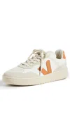 Veja V-90 Leather Sneaker In Extra White Umber