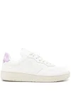 Veja V-90 Sneakers In White Leather In Extra-white/orchid