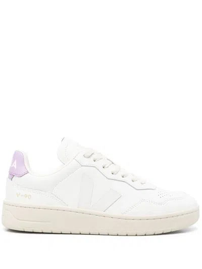 Veja V-90 Sneakers In Extra-white/orchid