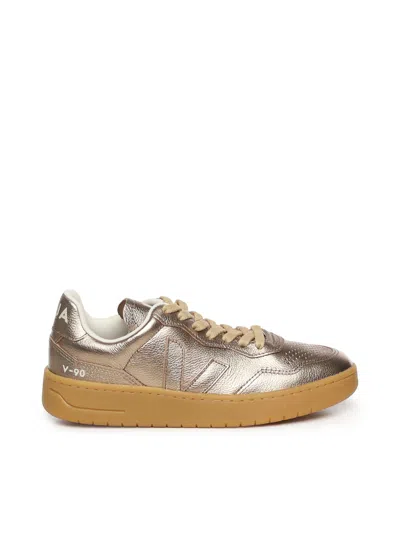 Veja V-90 Sneakers In Gold