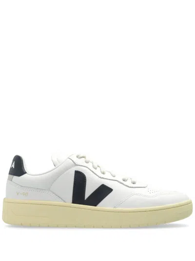 Veja V-90 Leather Low-top Sneakers In White