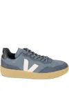 Veja V-90 Suede Panelled Sneakers In Gray