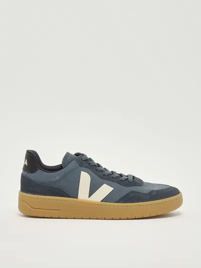 Veja V-90 Water Repellent Suede Sneaker In Black