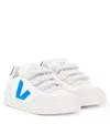 Veja V-90 Suede-trimmed Leather Sneakers In White