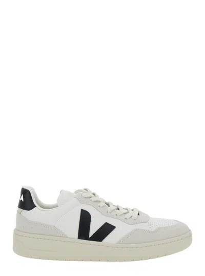 VEJA 'V90' WHITE SNEAKER WITH SIDE LOGO AND PERFORATED TOE IN LEATHER UNISEX