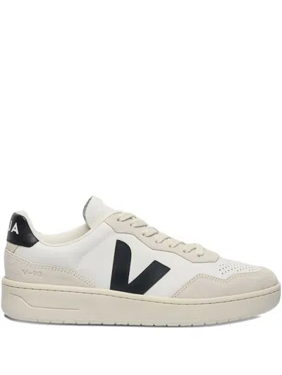 Veja V-logo Leather Trainers In Neutral