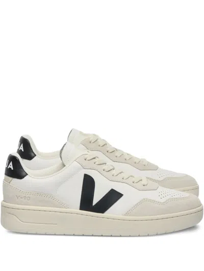 Veja White Leather Sneakers With Black Logo