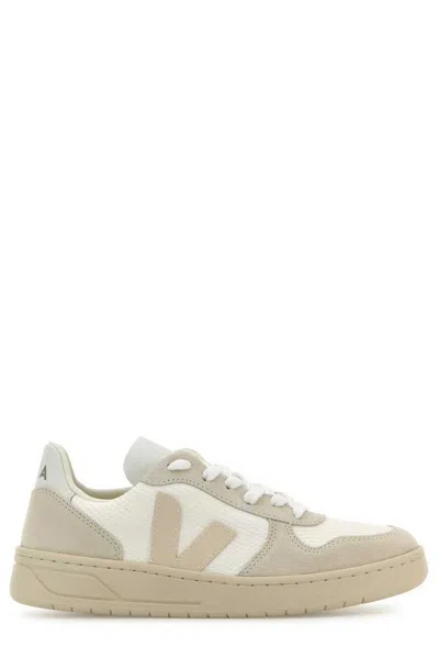 Veja Two-tone B-mesh And Suede V-10 Sneakers In Multicoloured