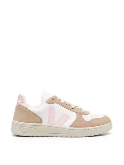 Veja V-10 Chromefree Leather Sneakers In Brown