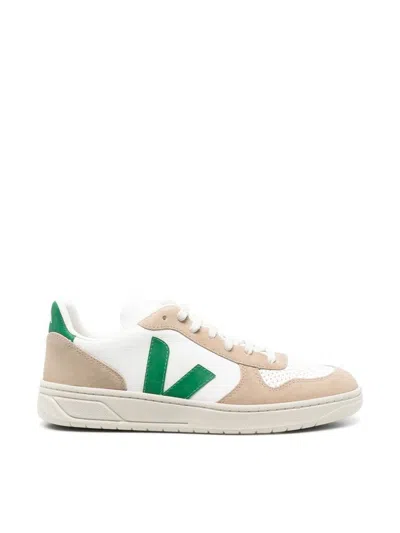 Veja V10 Chromefree Leather Sneakers Shoes In White