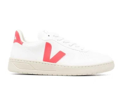 Pre-owned Veja V10 Cwl (women's) Sneakers In White/rose Fluo