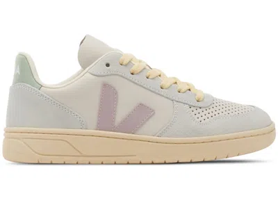 Pre-owned Veja V10 Leather Monthol (women's) Sneakers In Gravel/parme/menthol