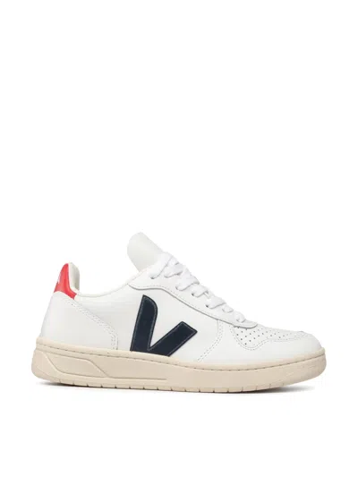 Veja V-10 Leather Sneakers In White